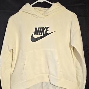 Girls Nike Cream Hoodie with Black Logo. New Size Girls XL.